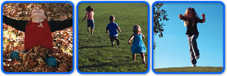 shot of three groups of children showing a happy and healthy lifestyle