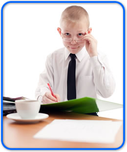 image of a child in a mock interview situation